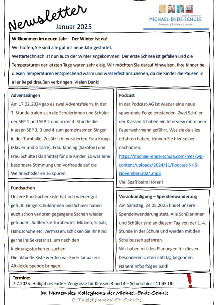 Newsletter Januar 2025