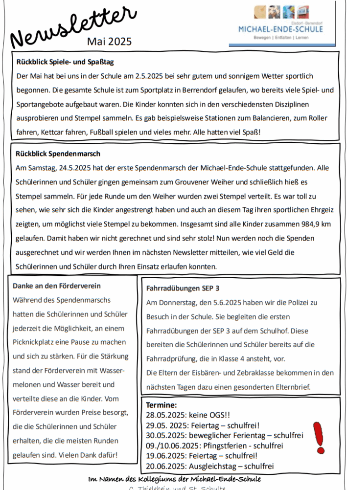Newsletter Mai 2025