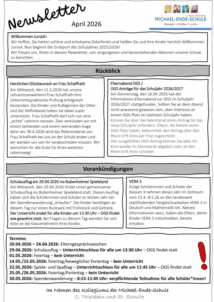 Newsletter April 2026